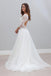 Simple 3/4 Sleeves Open Back V neck Charming Tulle Wedding Dress IN797