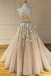 A-line Scoop Lace Appliques Long Prom Dress Cheap Evening Dress INS92