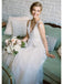 Simple Lace Applique A Line V Neck Tulle Beach Wedding Dress INF86