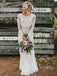 Long Sleeve Ivory Lace See Through Backless Beach Boho Wedding Dresses INF81