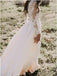 A Line Long Sleeve Lace Appliqued Ivory Beach Wedding Dress INF83