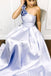 A-line One Shoulder Satin Long Prom Dresses With Flowers Evening Dresses INR60