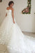 Adorable Sweetheart Tulle A Line Court Train Off White Wedding Dress with Flower INB07