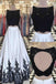 2 Pieces Black And White A-line Lace Top Open Back Prom Dresses INJ62