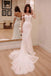 Princess Off Shoulder Court Train Chiffon Long Wedding Dress with Lace Appliques INA51