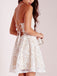 A-line Halter Short White Criss-Cross Straps Lace Homecoming Dresses,Graduation Dresses IN343