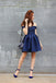 Simple Dark Blue A-Line Off-The-Shoulder Satin Short Homecoming Dress With Pleats IN468