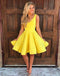 Cute V Neck Yellow Sleeveless A Line Short Homecoming/Prom Dresses IN275