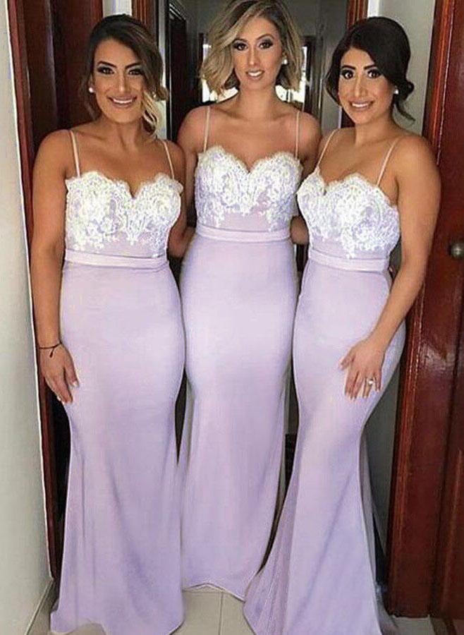 Spaghetti Straps Mermaid Sexy Bridesmaid Dresses, Lace Bridesmaid Dresses 2019 IN162