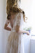 Romantic A-line Backless Lace Short Sleeves V Neck Long Wedding Dress INA52