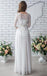 White Long Half Sleeve Chiffon Wedding Dress,Lace Beach Floor-Length Bridal Dress IN618