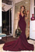 Gorgeous V-neck Mermaid Prom Dress with Train, Burgundy Long Prom Dress stunning  Prom Dress IN165