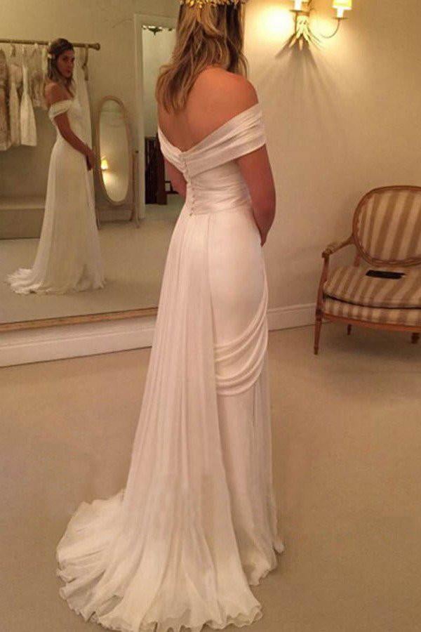 Off Shoulder Side Split Beach stunning Long Affordable Bridal Dresses/Wedding Dress IN170