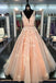 Ball Gown Lace Tulle V-neck Long A-line Quinceanera Dresses Prom Dresses K694