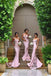 New Arrival Pink stunning Spaghetti Straps Lace High Quality Mermaid Long Bridesmaid Dresses IN345