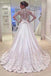 White A Line V Neck Long Sleeves Appliques Wedding Dresses With Sweep Train IN525