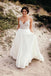 Spaghetti Strap Beaded Ivory Chiffon V Neck Long Cheap Wedding Dresses INH70