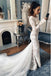 Mermaid Crew Long Sleeves Illusion Back Lace Wedding Dress INL15