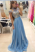 Light Blue Long Beading High Neck Sparkly Cute Prom /Evening Dresses IN144