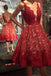 A-line Homecoming Dresses,Deep V-neck Prom Dresses,Short Prom Dress,Sexy Homecoming Dresses,Sweet 16 Dresses,Graduation Dress,Red Homecoming Dress,Lace Homecoming Dresses,Backless Prom Dresses