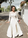 Elegant A-line Bateau Long Sleeve Lace Appliques Off White Wedding Dresses, INC31