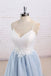 Baby Blue Tulle Long Simple Flower Senior Prom Dress With White Top,Long Tulle Evening Dress IN503