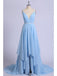 Sexy Split Sky Blue Beach Simple Wedding Dresses Chiffon Long Prom Dress INI21