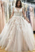Elegant A-Line V-Neck Long Tulle Backless Wedding Dress with Beading Appliques IN561