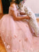 Stunning Two-piece V Neck Bridal Dresses Flowers Appliqued Pink Wedding Gowns INP91