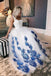 White Scoop Tulle Blue Lace Long Prom Dress, Evening Dress INE27