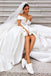 Off the Shoulder White Ball Gown Simple Wedding Dress, Satin Bridal Gown INQ20