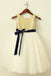 A-Line Round Neck Ivory Flower Girl Dress with Sequins Sash INP23