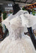 Elegant Ball Gown Big Wedding Dresses, Appliques Bridal Dress with Short Sleeves INN73