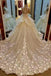 Princess Lace Appliqued Flowers Chapel Train Wedding Dresses,Pretty Bridal Gown IN222