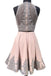 Two Pieces A-line Illusion Mini Lace Appliqued Beaded Short Homecoming Dresses INA71
