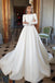 Simple Ivory Long Sleeves Satin A Line Wedding Dresses ING43