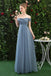 A Line Off the Shoulder Chiffon Blue Prom Dress, Long Bridesmaid Dresses INQ82