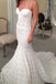 Mermaid Sweetheart Spaghetti Straps Lace Backless Court Train Wedding Dress INB03