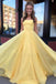 Yellow Long Chiffon A Line Prom Dress 2020 with Lace Up Back INS51