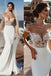 Mermaid Cap Sleeves Sheer Neck Long Wedding Dress INP71