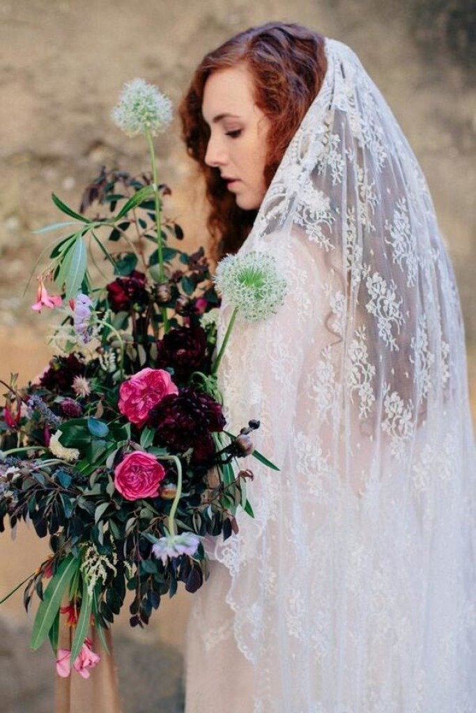 All Over Lace Unique Mantilla Church Bridal Veil WV19