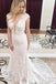 Mermaid Deep V-Neck Cap Sleeves Lace Elegant Wedding Dress INK41